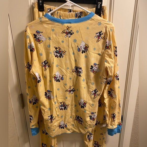 Disney Pajama Set Women L Mickey Mouse Snowman 2 Piece Lot Large Lg Yellow Blue - Picture 7 of 10